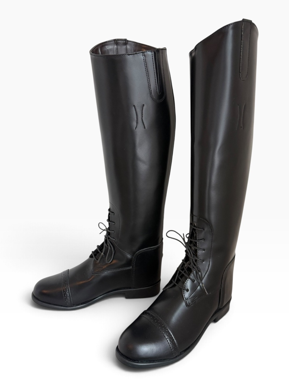Devon-Aire Tall English Field Riding Boots Black Leather Pull-On Size 9